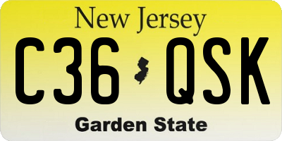 NJ license plate C36QSK