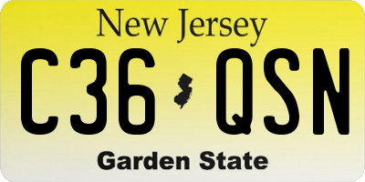 NJ license plate C36QSN