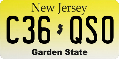 NJ license plate C36QSO