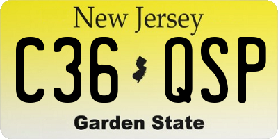 NJ license plate C36QSP