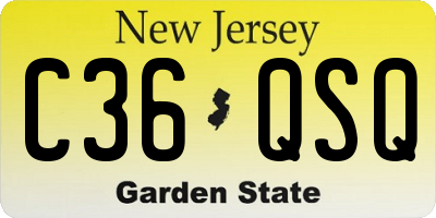 NJ license plate C36QSQ