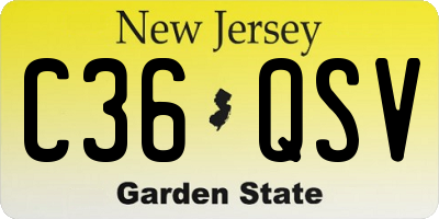NJ license plate C36QSV
