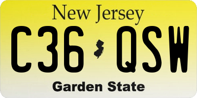 NJ license plate C36QSW