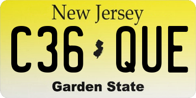NJ license plate C36QUE