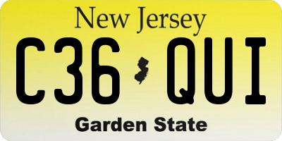 NJ license plate C36QUI