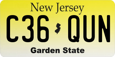 NJ license plate C36QUN