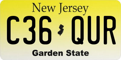 NJ license plate C36QUR