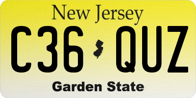 NJ license plate C36QUZ