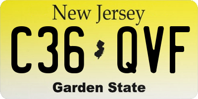 NJ license plate C36QVF