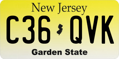 NJ license plate C36QVK