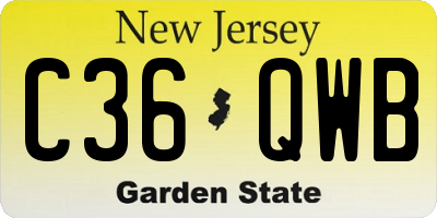 NJ license plate C36QWB