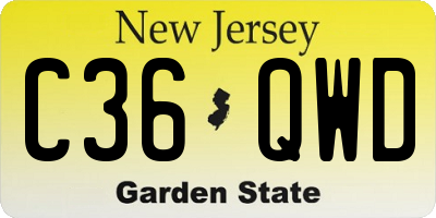 NJ license plate C36QWD