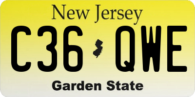 NJ license plate C36QWE