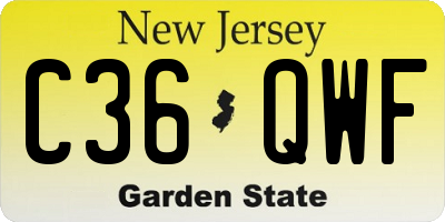 NJ license plate C36QWF