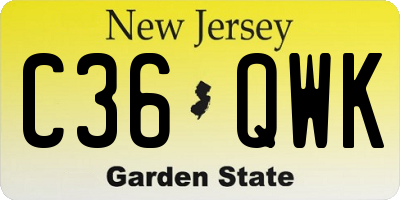 NJ license plate C36QWK