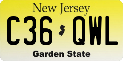 NJ license plate C36QWL