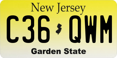 NJ license plate C36QWM