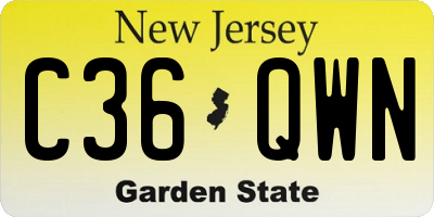 NJ license plate C36QWN