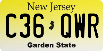 NJ license plate C36QWR
