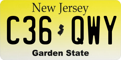 NJ license plate C36QWY