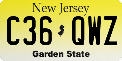 NJ license plate C36QWZ