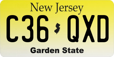 NJ license plate C36QXD