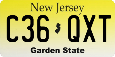 NJ license plate C36QXT