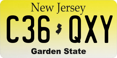 NJ license plate C36QXY