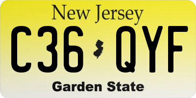 NJ license plate C36QYF