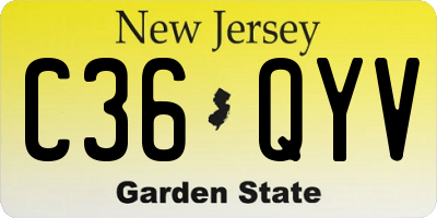 NJ license plate C36QYV