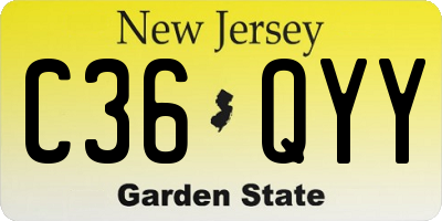 NJ license plate C36QYY