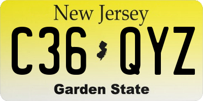 NJ license plate C36QYZ