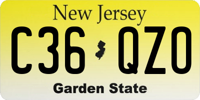 NJ license plate C36QZO