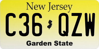 NJ license plate C36QZW