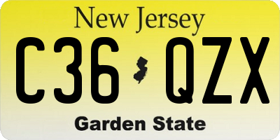 NJ license plate C36QZX
