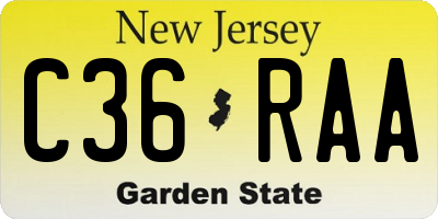NJ license plate C36RAA