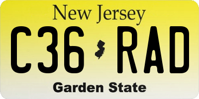 NJ license plate C36RAD