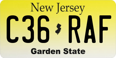 NJ license plate C36RAF