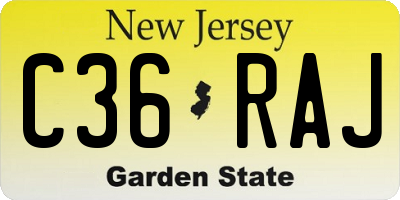 NJ license plate C36RAJ