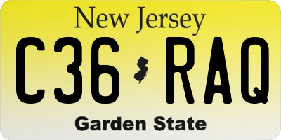 NJ license plate C36RAQ