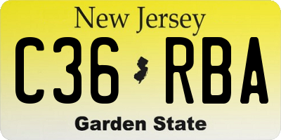 NJ license plate C36RBA