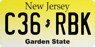NJ license plate C36RBK