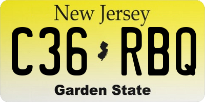 NJ license plate C36RBQ