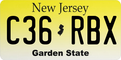 NJ license plate C36RBX