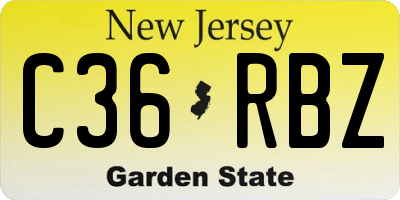 NJ license plate C36RBZ