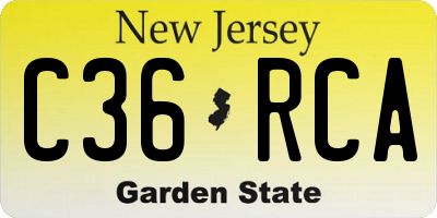 NJ license plate C36RCA