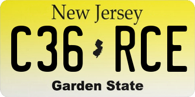 NJ license plate C36RCE