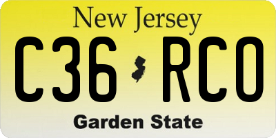 NJ license plate C36RCO