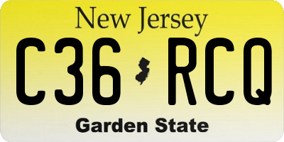 NJ license plate C36RCQ