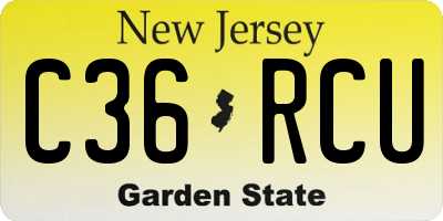 NJ license plate C36RCU
